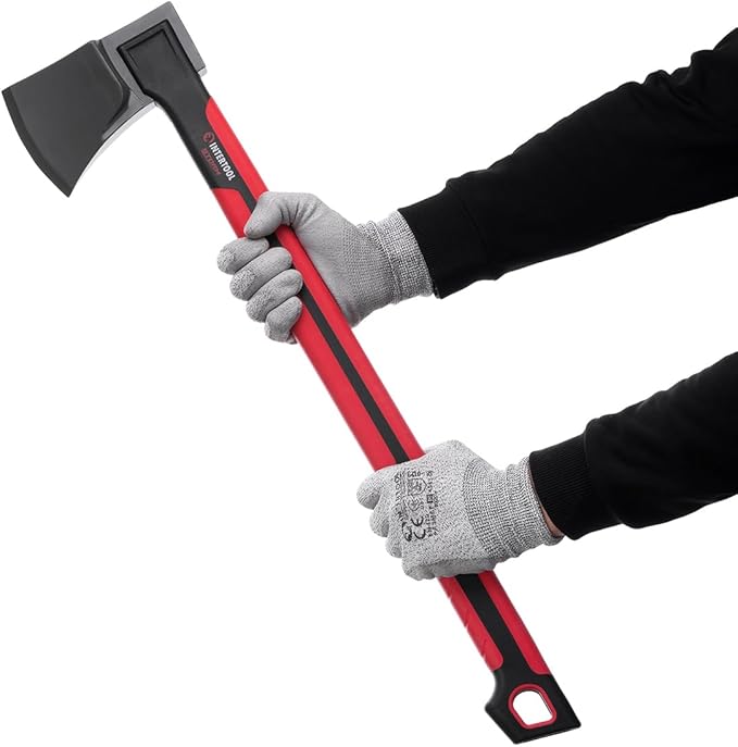 INTERTOOL Wood Splitting Axe for Firewood Logs 28” - Maul Ax Splits Medium to Large Rounds with Composite Shock Absorbing Non-Slip Handle - Carry Sheath - HT08-0298