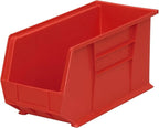 Akro-Mils 30265 AkroBins Plastic Storage Bins, Space-Saving Stackable Bins for Garage, Pantry, Craft Organization, 18-" x 8.25-" x 9-", Red, 6-Pack