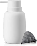 Matte White Soap Dispenser Bathroom,Ceramic Soap Dispenser Lotion Pump Dish Soap Dispenser for Kitchen,16oz Refillable Liquid Hand Wash Dispenser for Bathroom (Rubber Paint)