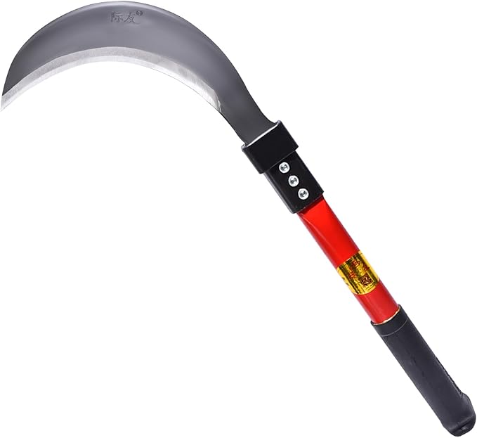 1pce 470mm/18.5in Manganese Steel Billhook Brush Clearing Sickle for Grass,Weeding Tools for Garden,Curved Sawtooth Sickle,Machete Axe for Cutting Trees,Steel Blade Knife in Hand