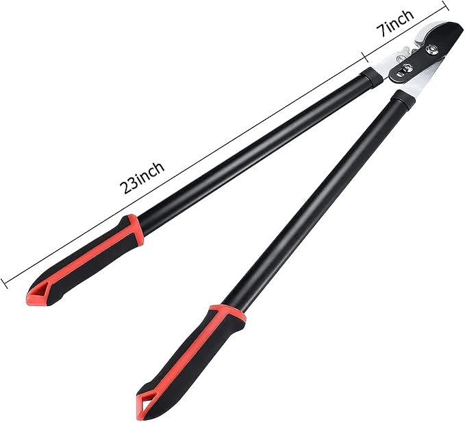 Kapoo Bypass Lopper with Compound Action, Chops Thick Branches with Ease, 30 Inch Tree Trimmer, 1.75" Cutting Capacity Tree Pruner B03 Red, Black