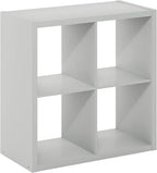 Furinno Cubicle Open Back Decorative Cube Storage Organizer, 4-Cube, Light Grey