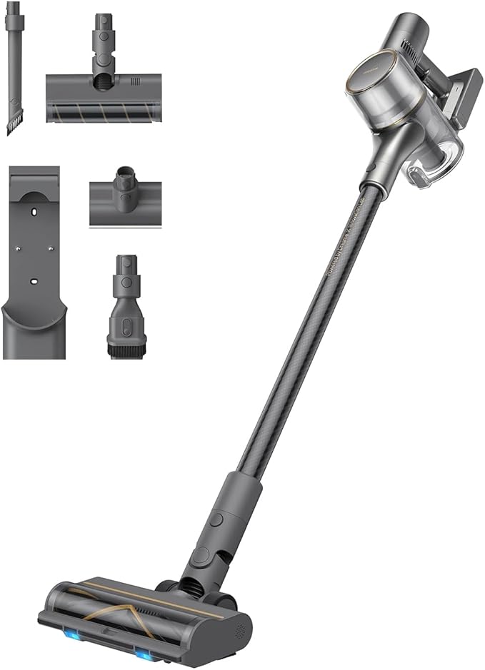 DREAME R20 Cordless Vacuum Cleaner with Dual Brush Head, Smart Stick Vacuum for Home, 190AW Powerful Suction, Up to 90 Mins, Blue Lights, Lightweight for Hard Floor, Carpet, Pet Hair