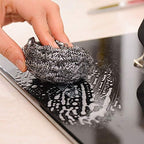TopHomer 6 Pcs Stainless Steel Wire Balls Scrubbing Scouring Pad for Removing Heavy Dirty Home Cleaning Tools Easy to Clean