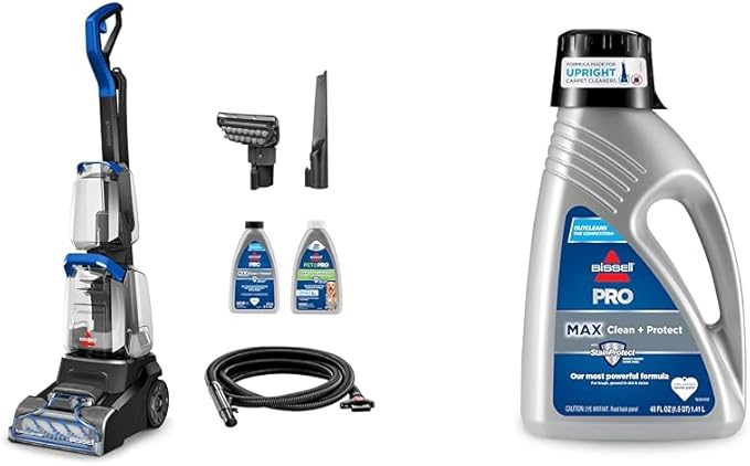 Bundle of BISSELL TurboClean PET, Upright Carpet & Upholstery Cleaner, 3948 + Bissell 78H63 Deep Clean Pro 4X Deep Cleaning Concentrated Carpet Shampoo, 48 ounces - Silver