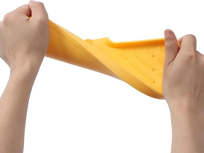 Silicone Bathroom Soap Dishes with Drain Spout-Bathroom and Kitchen Sink Organizer,Sponge Holder,Dish Soap Tray,Perfect for Dispenser,Scrubber,Bottle,Cup on Sink or Counter-Yellow 12"×4"