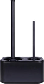 Blue Donuts Toilet Brush and Plunger Set with Holder, Sleek Minimalist Modern Black Bathroom Accessories Toilet Plunger and Toilet Bowl Brush Combo