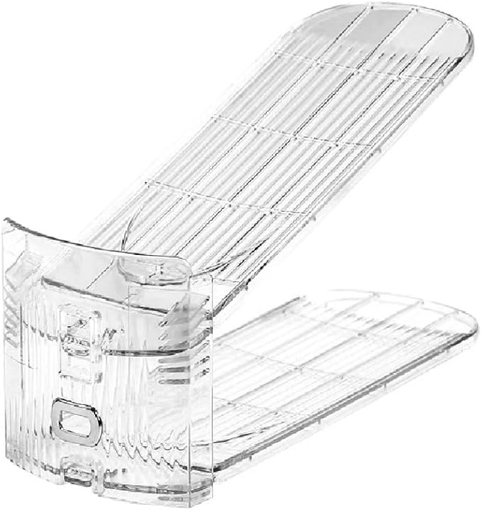 Shoe Slots Organizer, 10-Pack Adjustable Double Deck Shoe Stacker, Clear Space Saver Shoe Rack Holder for Closet Organization, Stackable Shoe Storage for Sneakers, Heels, Flats