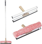 Multi-Purpose 12 inch Window Squeegee with 6.7inch-49.4inch Adjustable Aluminum Pole, Highly Absorbent Microfiber Window Scrubber for Window Cleaning,Car Cleaning.