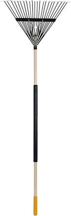 True Temper Steel Tine Leaf Rake with Hardwood/Steel Handle for Lawns, Gardening, and Dethatching, 22 Tines, Black