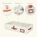 OrganiHaus Under Bed Storage Containers, Bedroom Storage and Organization Bins, Clothes Organizer for Closet with Clear Cover and Reinforced Handles - Set of 2 33x17x6 inches Off-White