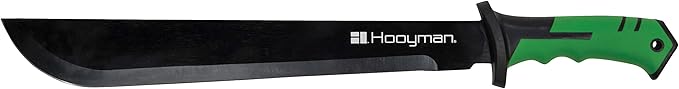 Hooyman Bush Machete with Heavy Duty Construction, Ergonomic No-Slip Handle and Belt Sheath for Gardening, Land Management, Bushcraft, Hunting and Outdoor , Black/Green