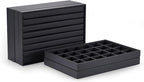 Oirlv Stackable Jewelry Organizer Tray Premium Leather 24 Grid Jewelry Drawer Organizer Dresser Tabletop Trinket Earring Ring Storage