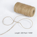 Tenn Well Natural Jute Twine, 656 Feet 1mm Thin Rustic Twine String for Arts & Crafts, Gift Wrapping, Gardening, Wedding, Halloween Decor, Christmas Ornaments (2PCS X 328 Feet)