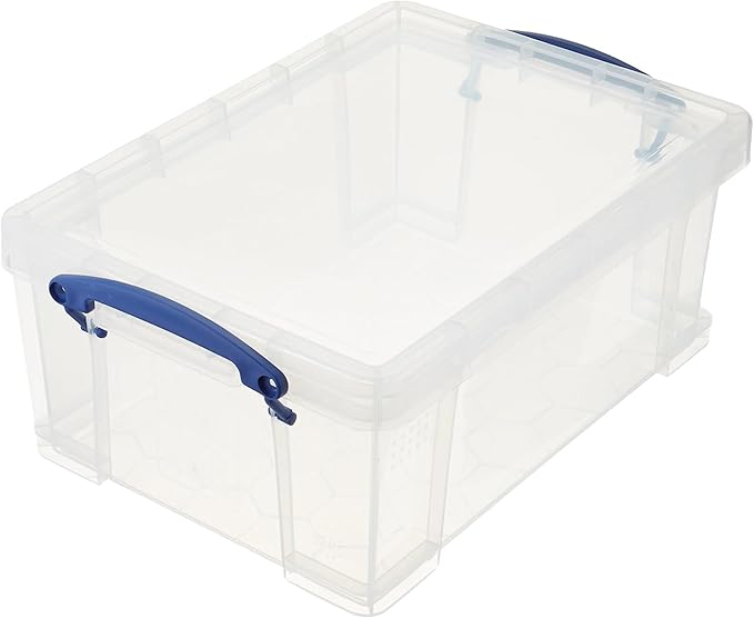 Really Useful Box 9 Liter Plastic Storage Bins with Lids and Clip Lock Handles for Home or Office Organization and Storage (2 Pack)