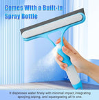 3 in 1 Spray Squeegee, WindowSqueegee with Spray 3 in 1 WindowSqueegee Cleaner, Spray WindowSqueegee Cleaner Tool with SprayBottle, for Car, Home, Kitchen Window（Blue+White）