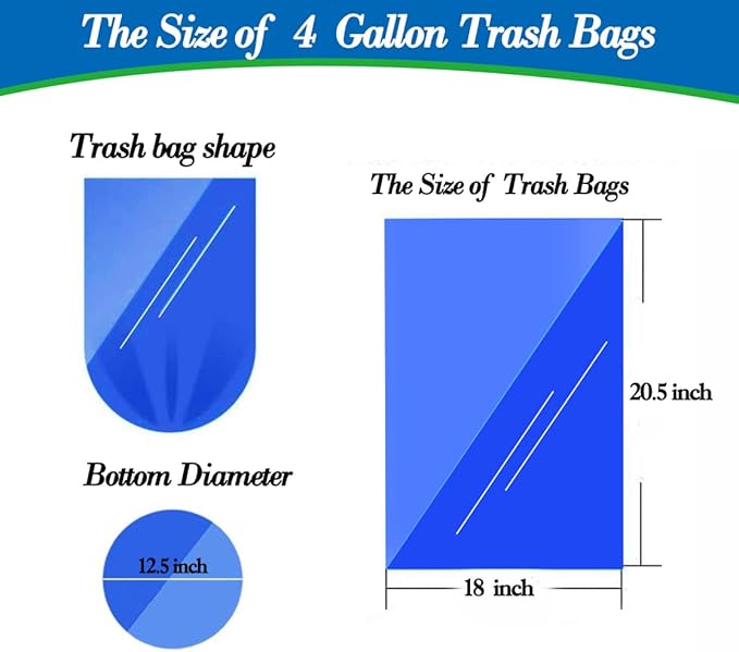 Hommaly 4 Gallon Small Trash Bags, 350 Count, Multicolor, Strong, Leakproof, 18 x 20.5 in