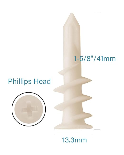 50pcs Plastic Self-Drilling Drywall Anchors, #8 Wall Anchors and Screws Kit, 25Pcs Self-Tapping Anchors & 25Pcs #8 x 1-1/4'' Pan Head Screws, Holds 50LBs, for Hanging and Mounting | by IMSCREWS