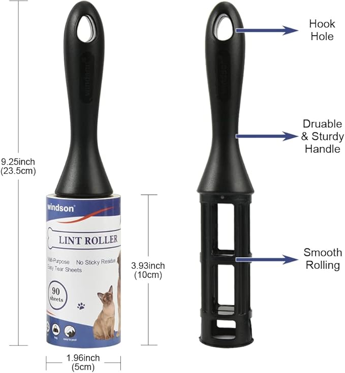 windson 900 Sheets/10 Refills Lint Rollers for Pet Hair Extra Sticky - Cat Dog Hair Lint Remover, Sticky Tape Roller for Clothes, Furniture, Carpet, Couch