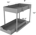 Under Sink Organizer 2 Pack，Bathroom Cabinet Organizer，2 Tier Sliding Cabinet Basket Organizer Drawer, Multi-Purpose Bath Collection Baskets for Bathroom (Grey)