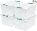 85 Quart Plastic Storage Bin with Latching Lid, Large Clear Storage Box, 4 Pack