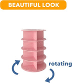 SpaceAid 4 Tier Rotating Shoe Rack Tower, Spinning Shoe Display Lazy Susan, Revolving 360 Shoe Rack Storage Round Carousel, Vertical Handbag Rotate Shoes Closet Organization (4-Tier Pink)