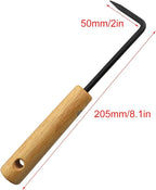 205mm Stainless Steel Single Claw Root Hook Loosening Tool Handle Weeder for Potting Landscape Maintenance and Outdoor Garden Digging Cultivator