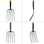 VNIMTI Pitch Fork for Gardening, 5 Tine Pitchfork Heavy Duty with Fiberglass Handle, 58 Inches