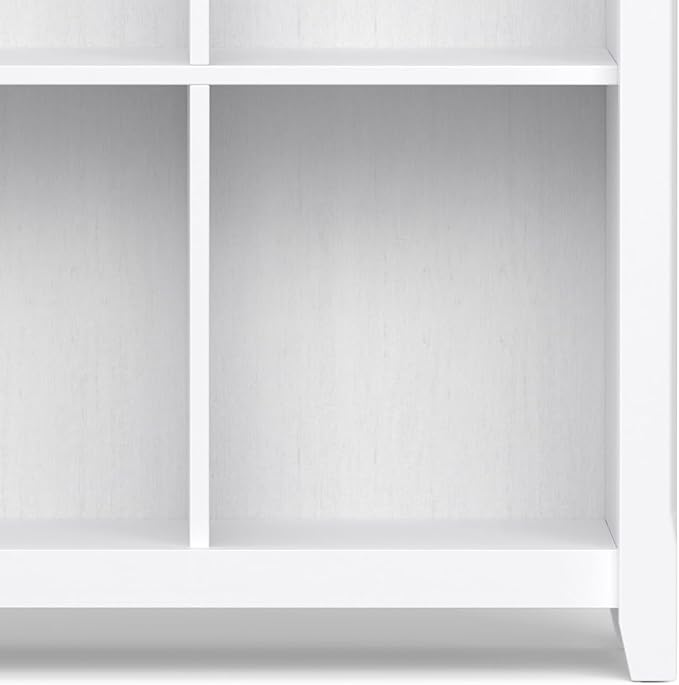SIMPLIHOME Acadian Bookcase - 44 inch Tall 9-Cube Solid Wood Cube Organizer in White, Transitional Bookcase Storage for Living Room, Study Room or Office with Fixed Shelves and Tapered Legs