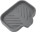 Silicone Bathroom Soap Dishes with Drain Spout-Bathroom and Kitchen Sink Organizer,Sponge Holder,Dish Soap Tray,Perfect for Dispenser,Scrubber,Bottle,Cup on Sink or Counter-Grey 4.9"×3.2"