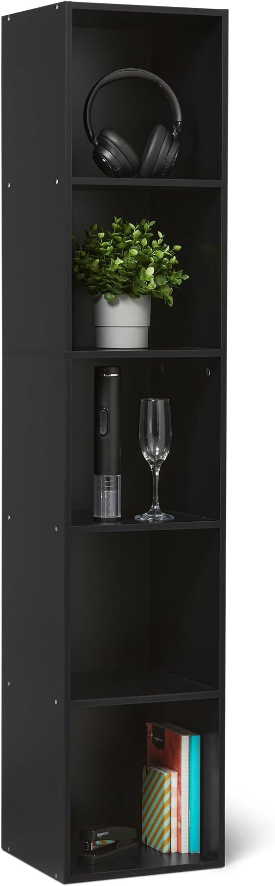 Amazon Basics 5-Cube Bookcase Compatible with Fabric Storage Cube Organizers, Black
