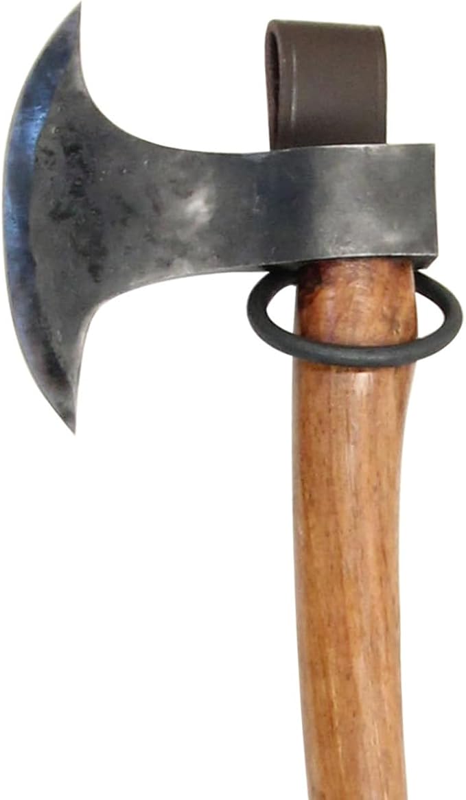 Armory Replicas - Hand Forged Medieval Viking Battle Axe Holder - Genuine Bovine Leather Functional Costume O-Ring Weapon Belt Holster
