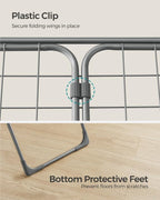 SONGMICS Clothes Drying Rack, Metal Laundry Drying Rack, Foldable, Space-Saving, Free-Standing Airer, with 2 Gullwings, Indoor Outdoor Use, Bed Linen Clothing, Gray ULLR540G01