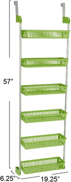 Household Essentials 6-Tier Basket Over-The-Door Organizer, Lime