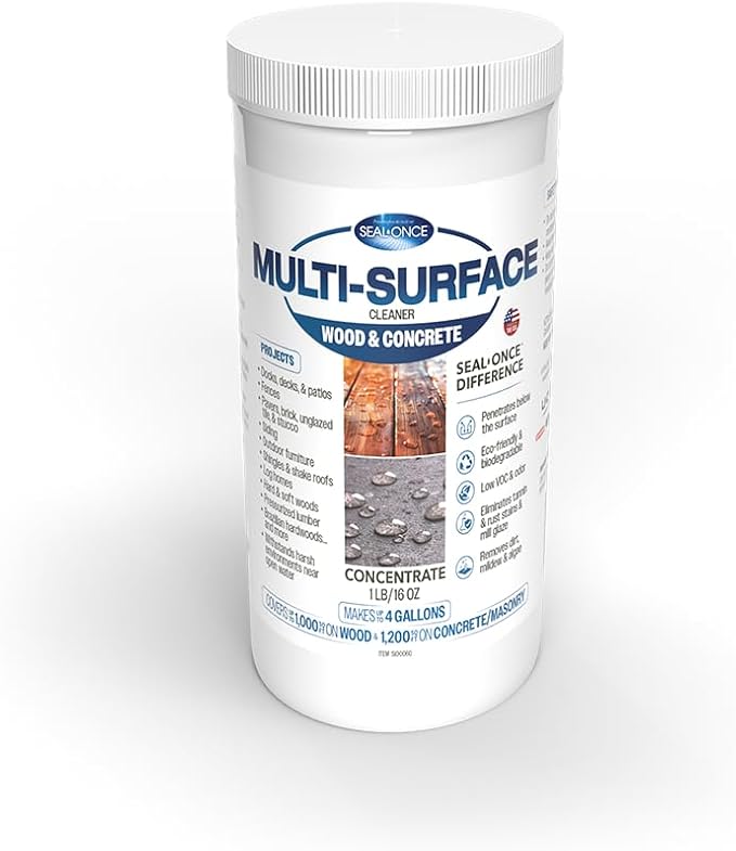 Seal-Once Premium Multi-Surface Cleaner Concentrate, Cleans & Enhances a Wide Range of Applications from Wood, Concrete, Outdoor Fabrics, Docks and Piers (1 lb.)