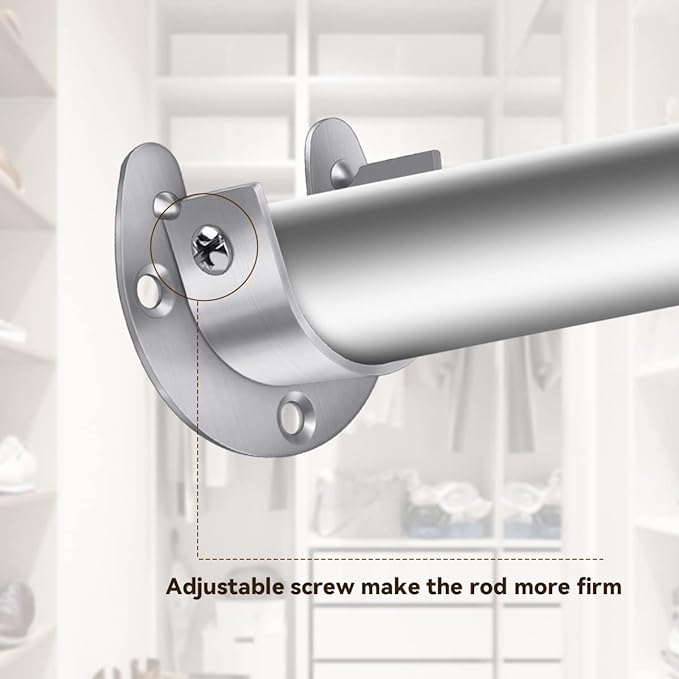4 Packs Stainless Steel Wardrobe Bracket U-Shaped Rod Socket Flange 1-1/4" Diameter Heavy Duty Closet Rod Brackets End Supports for Closet Rod with Screws (Silver)