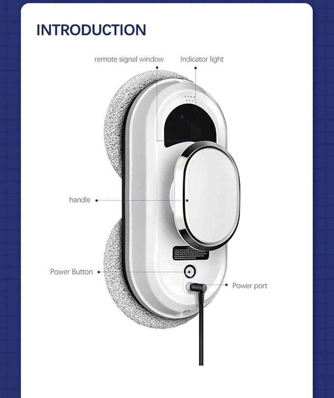Window Cleaner Robot, Smart Cleaning Robot with 2800Pa Strong Suction, Glass Vacuum Robot with Remote Control, for Indoor/Outdoor Windows Mirror