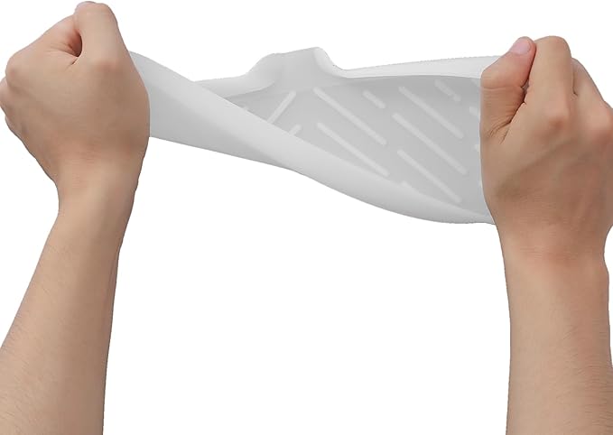 Silicone Bathroom Soap Dishes with Drain Spout-Bathroom and Kitchen Sink Organizer,Sponge Holder,Dish Soap Tray,Perfect for Dispenser,Scrubber,Bottle,Cup on Sink or Counter-Translucent 12"×4"