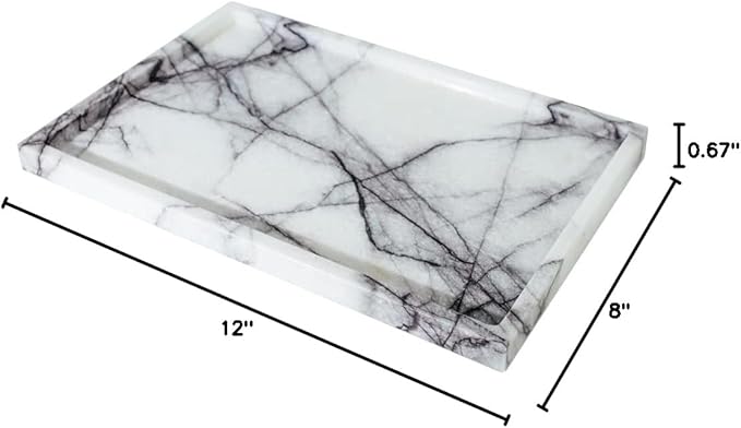 Real Luxurious Vanity Tray Natural Genuine Marble Storage Tray for Home Decor Stone Tray for Bathroom/Kitchen/Vanity/Dresser Non-Resin/Non-Ceramic(Lilac)