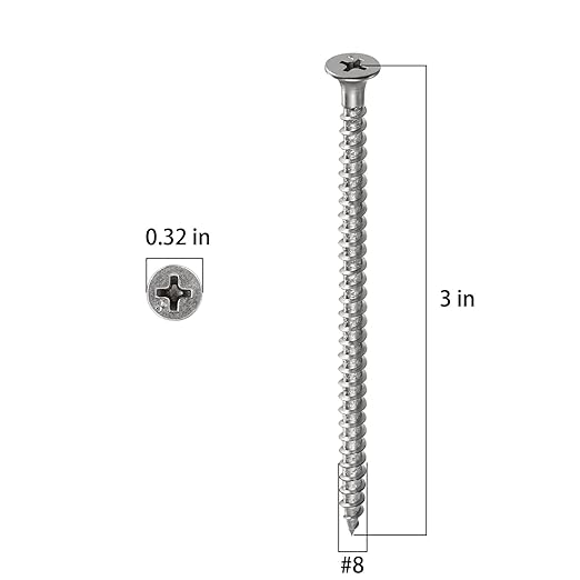 (107 pcs)#8X3 410 Stainless Steel Fastener Drywall Screws-Phillips with coarse Threaded tip, Black, Suitable for Drywall Slate, Wood, etc.(1 pounds)