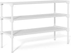 34" Widening Design Shoe Rack for Closet 16 Pairs Small Spaces Non-Woven 3 Tier Shoe Organizer Stackable Metal Shoe Shelf for Entryway, Bedroom White