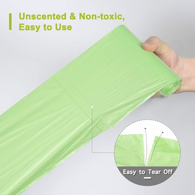 Jaoul Trash Bags 1.2 Gallon, Small Garbage Bags, Strong & Unscented Mini Trash Bags for Kitchen, Bathroom, Office, Restroom, Car, Green, 80 Counts