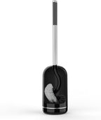 SetSail Toilet Brush and Holder Set, Compact Size Curved Toilet Bowl Brush for Bathroom Deep Cleaning with Stainless Steel Handle Toilet Cleaner Brush, Black