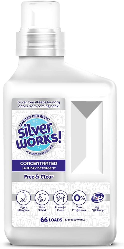Powerful Odor Eliminating Laundry Detergent Liquid, Silver Ion Deodorizer Technology, Laundry Odor Eliminator For Clothes, Cleans, Deodorizes & Protects - 33 fl oz, 66 Loads, Free & Clear