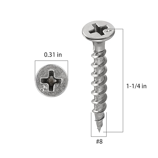 (244 pcs)#8X1-1/4 410 Stainless Steel Fastener Drywall Screws-Phillips with coarse Threaded tip, Black, Suitable for Drywall Slate, Wood, etc.(1 pounds)