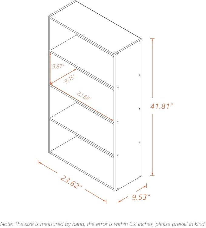 Basic Open Shelf Bookcase - 4-Tier Wooden Cube Storage Shelves Split Bookshelf, Oak