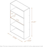 Basic Open Shelf Bookcase - 4-Tier Wooden Cube Storage Shelves Split Bookshelf, White