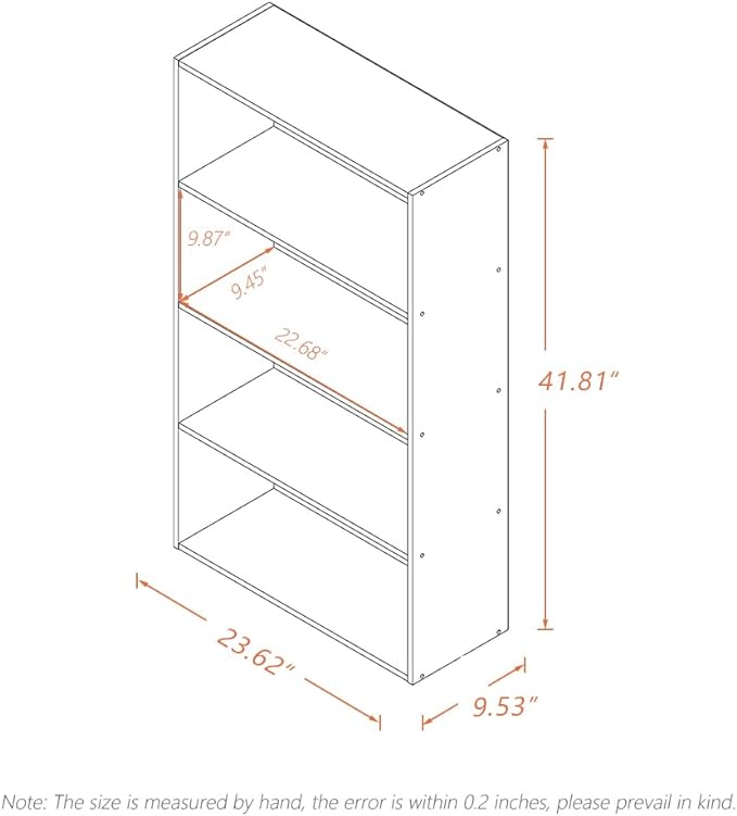 Basic Open Shelf Bookcase - 4-Tier Wooden Cube Storage Shelves Split Bookshelf, White
