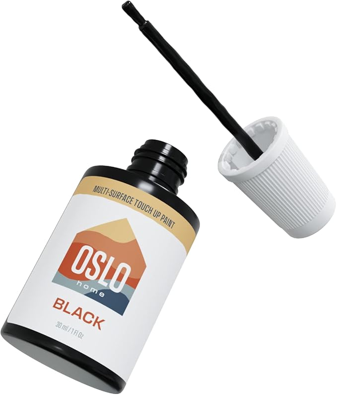Touch Up Paint, Black, two 1oz., Matte, w/brush in bottle, Quick drying, for Home repairs, Kitchen Cabinets, Furniture