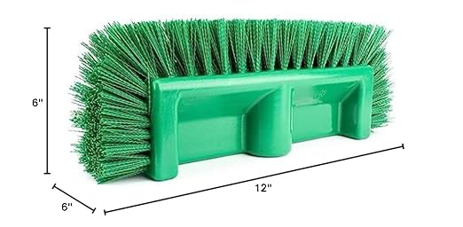 SPARTA Multi-Level Tile Scrub Brush 12" Wide Brush Head, Heavy-Duty Tile Cleaning Brush with End Bristles for Commercial Tiles, Tubs and Floor, Plastic, 12 Inches, Green